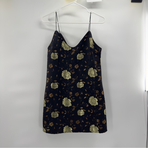 Forever 21 black gold leaf jacquard dress size S - Picture 9 of 9